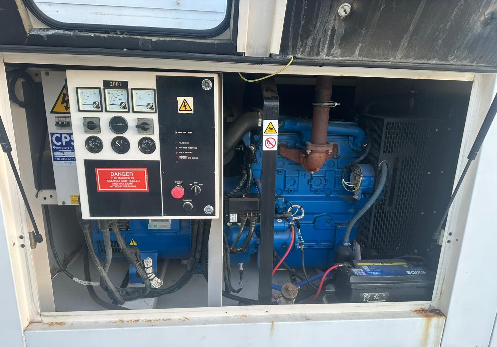 Perkins engine and mounted control panel - used FG Wilson P40P1 40 kVA diesel generator